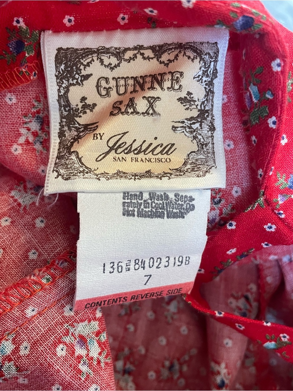 Gunne Sax Red Calico Prairie Dress Vintage 70s - Picture 5 of 6